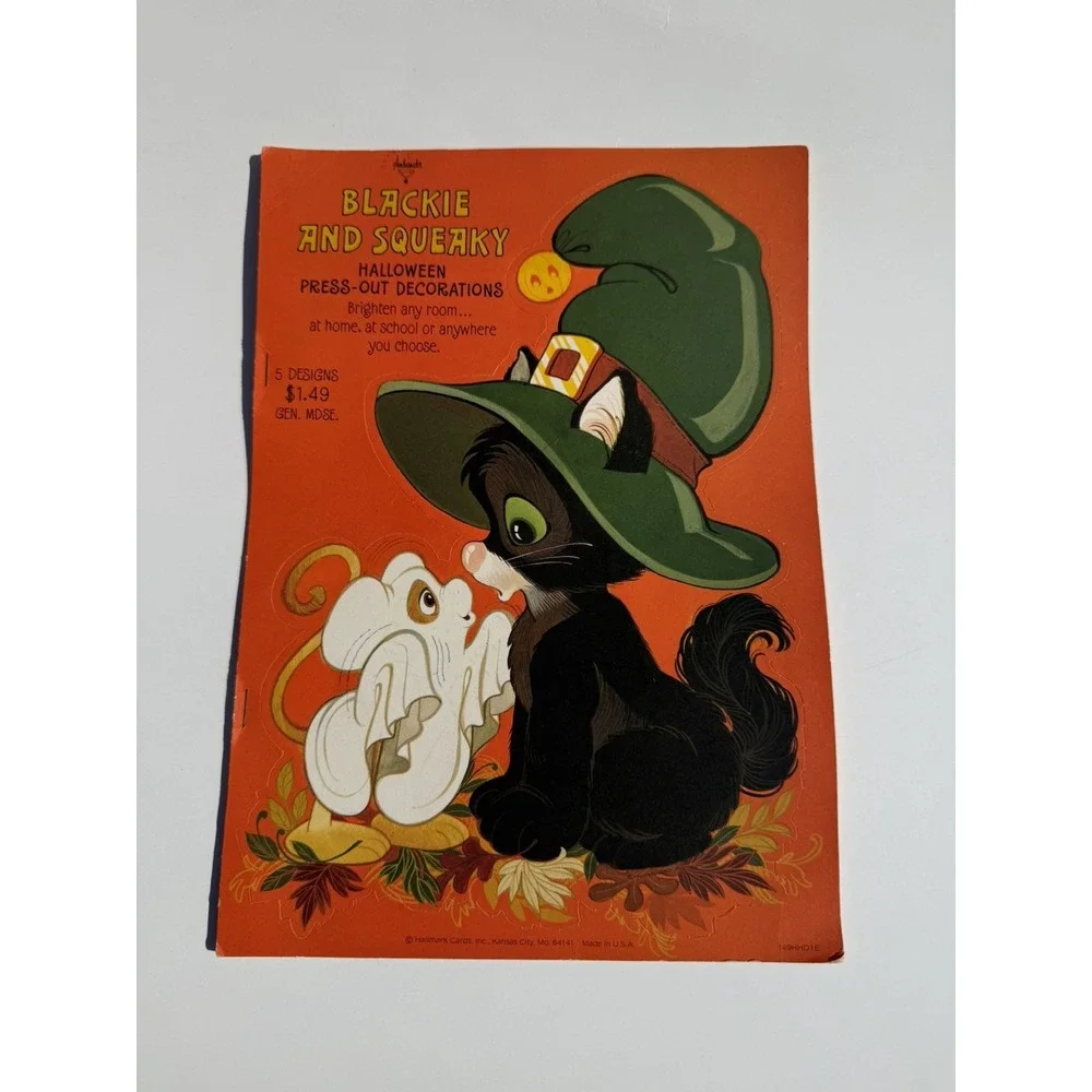 Vintage Halloween Die Cuts Blackie & Squeaky Hallmark Halloween 1970s Unpunched